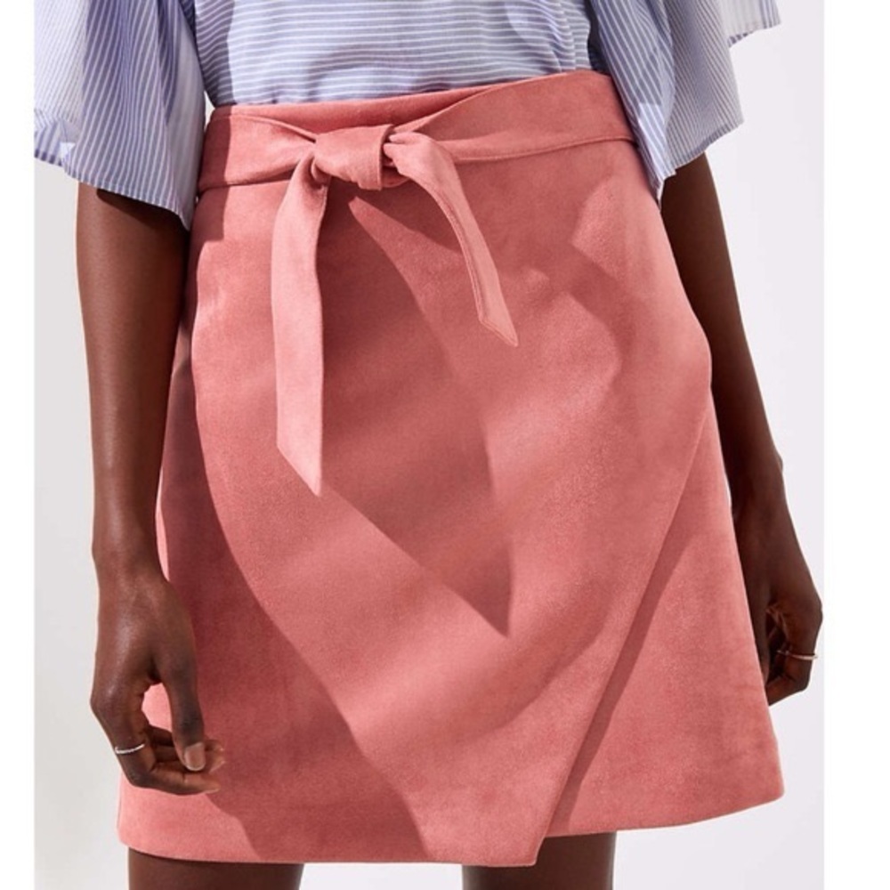 Loft Coral Suede Wrap Skirt